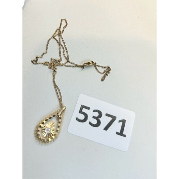 DCE signed pendant gold necklace diamond chip teardrop pendant - Picture 9 of 10